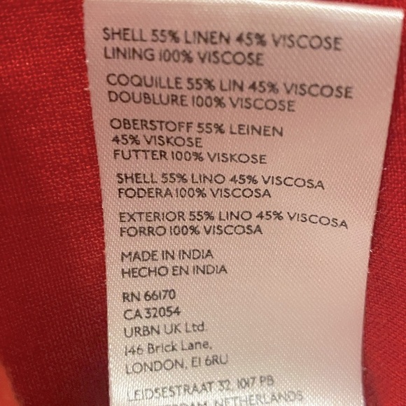 Anthropologie Maeve Linen Red and Cream Patterned Shirt Dress Size S - Picture 13 of 15